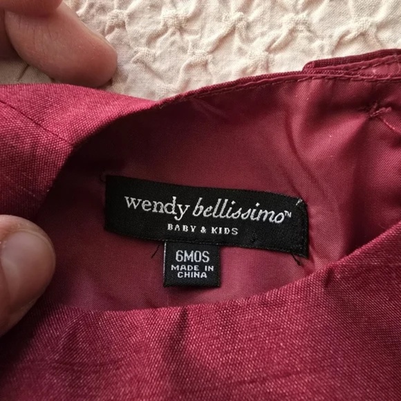 Baby Girl Floral Lined Burgundy Dress with Diaper Cover set of 2 - Picture 4 of 9